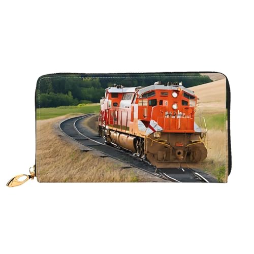 NPOREJKNGF Stilvolle Geldbörse aus Leder für modische bedruckte Geldbörse mit mehreren Kartenfächern, Münzfach mit Reißverschluss und Ausweisfenster, Schwarz , Einheitsgröße von NPOREJKNGF