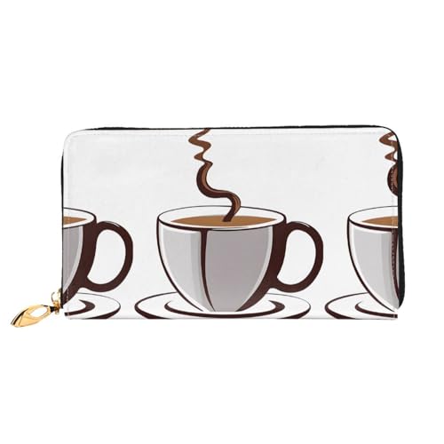 NPOREJKNGF Stilvolle Geldbörse aus Leder für modische bedruckte Geldbörse mit mehreren Kartenfächern, Münzfach mit Reißverschluss und Ausweisfenster, Schwarz , Einheitsgröße von NPOREJKNGF