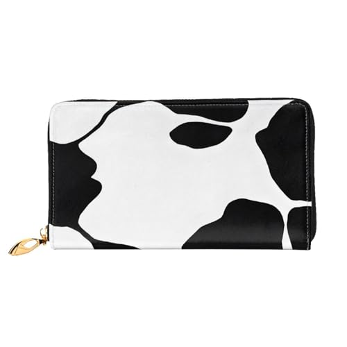 NPOREJKNGF Stilvolle Geldbörse aus Rindsleder für modisch bedruckte Geldbörse mit mehreren Kartenfächern, Münzfach mit Reißverschluss und Ausweisfenster, Schwarz , Einheitsgröße von NPOREJKNGF