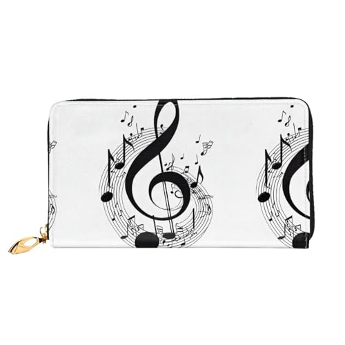 NPOREJKNGF Stilvolle Ledergeldbörse für modisch bedruckte Geldbörse mit mehreren Kartenfächern, Münzfach mit Reißverschluss und Ausweisfenster, Schwarz , Einheitsgröße von NPOREJKNGF