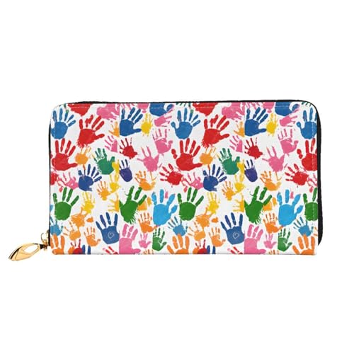 NPOREJKNGF Stilvolle Ledergeldbörse für modisch bedruckte Geldbörse mit mehreren Kartenfächern, Münzfach mit Reißverschluss und Ausweisfenster, Schwarz , Einheitsgröße von NPOREJKNGF