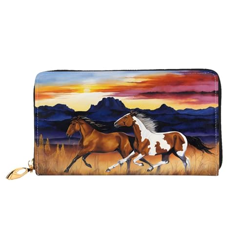 NPOREJKNGF Stilvolle Ledergeldbörse für modische bedruckte Geldbörse mit mehreren Kartenfächern, Münzfach mit Reißverschluss und Ausweisfenster, Schwarz , Einheitsgröße von NPOREJKNGF