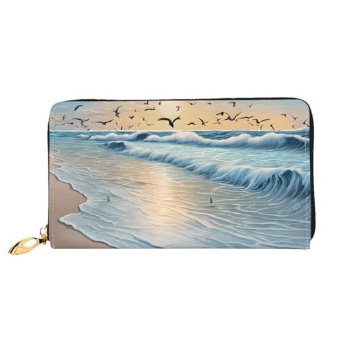 NPOREJKNGF Stilvolle Ledergeldbörse für modische bedruckte Geldbörse mit mehreren Kartenfächern, Münzfach mit Reißverschluss und Ausweisfenster, Schwarz , Einheitsgröße von NPOREJKNGF