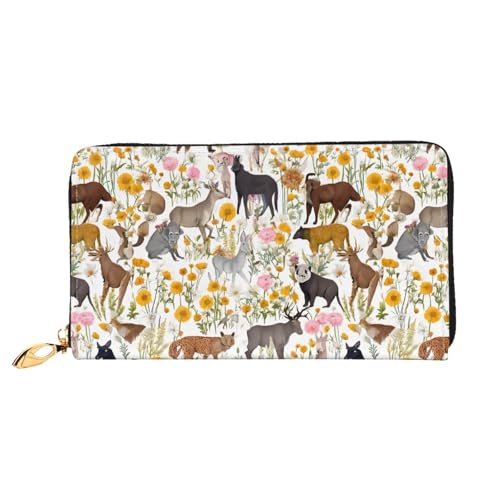 NPOREJKNGF Stilvolle Ledergeldbörse mit Bauernhoftier-Motiv für modisch bedruckte Geldbörse mit mehreren Kartenfächern, Münzfach mit Reißverschluss und Ausweisfenster, Schwarz , Einheitsgröße von NPOREJKNGF