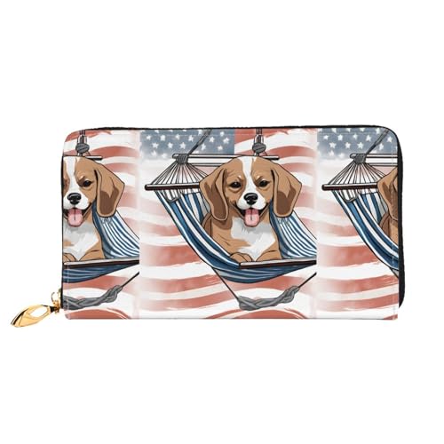 NPOREJKNGF Stilvolle Ledergeldbörse mit Flaggenmotiv für modisch bedruckte Geldbörse mit mehreren Kartenfächern, Münzfach mit Reißverschluss und Ausweisfenster, Schwarz , Einheitsgröße von NPOREJKNGF