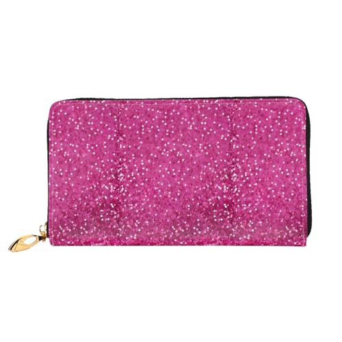 NPOREJKNGF Stilvolle Ledergeldbörse mit Glitzermuster für modisch bedruckte Geldbörse mit mehreren Kartenfächern, Münzfach mit Reißverschluss und Ausweisfenster, Schwarz , Einheitsgröße von NPOREJKNGF