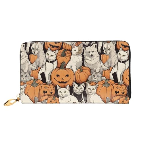 NPOREJKNGF Stilvolle Ledergeldbörse mit Hexenhut für modisch bedruckte Geldbörse mit mehreren Kartenfächern, Münzfach mit Reißverschluss und Ausweisfenster, Schwarz , Einheitsgröße von NPOREJKNGF