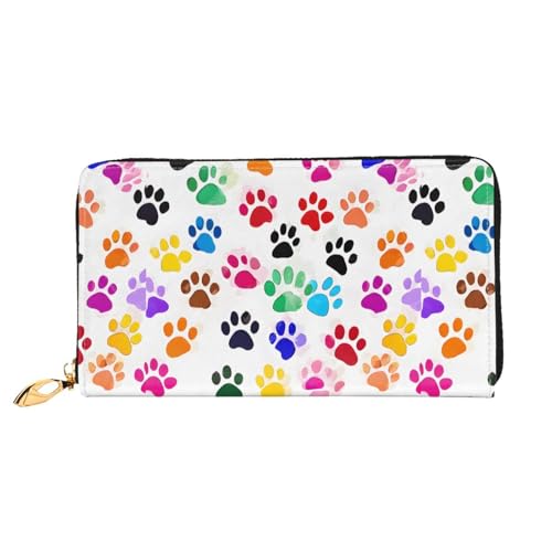 NPOREJKNGF Stilvolle Ledergeldbörse mit Hundemotiven für modisch bedruckte Geldbörse mit mehreren Kartenfächern, Münzfach mit Reißverschluss und Ausweisfenster, Schwarz , Einheitsgröße von NPOREJKNGF