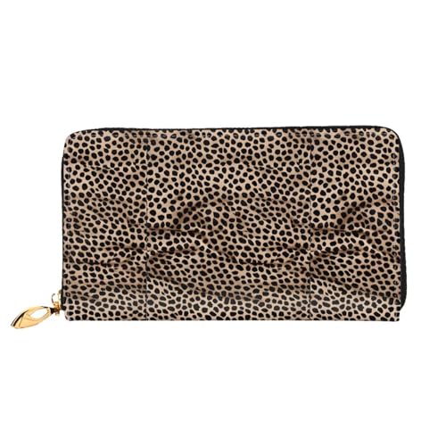 NPOREJKNGF Stilvolle Ledergeldbörse mit Leopardenmuster für modisch bedruckte Geldbörse mit mehreren Kartenfächern, Münzfach mit Reißverschluss und Ausweisfenster, Schwarz , Einheitsgröße von NPOREJKNGF