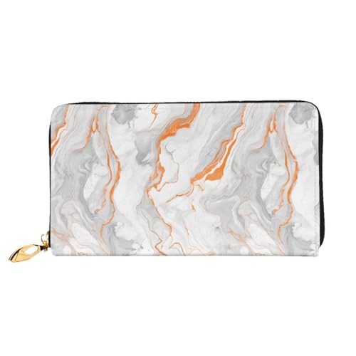 NPOREJKNGF Stilvolle Ledergeldbörse mit Marmor-Textur, Kupferspritzer, für modisch bedruckte Geldbörse mit mehreren Kartenfächern, Münzfach mit Reißverschluss und Ausweisfenster, Schwarz von NPOREJKNGF