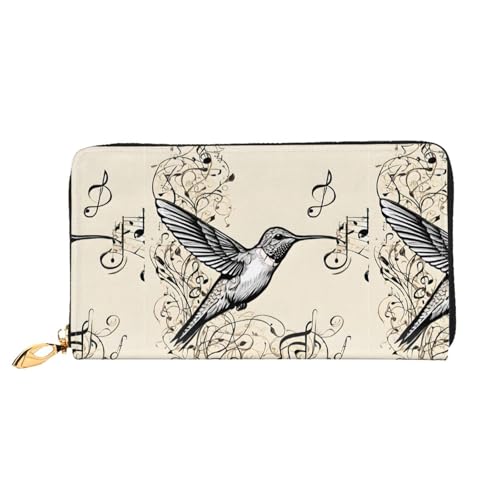 NPOREJKNGF Stilvolle Ledergeldbörse mit Musik-Symbol für modisch bedruckte Geldbörse mit mehreren Kartenfächern, Münzfach mit Reißverschluss und Ausweisfenster, Schwarz , Einheitsgröße von NPOREJKNGF