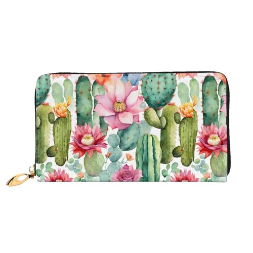 NPOREJKNGF Stilvolle Ledergeldbörse mit Sukkulenten-Rose, für modisch bedruckte Geldbörse mit mehreren Kartenfächern, Münzfach mit Reißverschluss und Ausweisfenster, Schwarz , Einheitsgröße von NPOREJKNGF