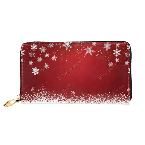 NPOREJKNGF Stilvolle Weihnachts-Geldbörse aus Leder für modisch bedruckte Geldbörse mit mehreren Kartenfächern, Münzfach mit Reißverschluss und Ausweisfenster, Schwarz , Einheitsgröße von NPOREJKNGF