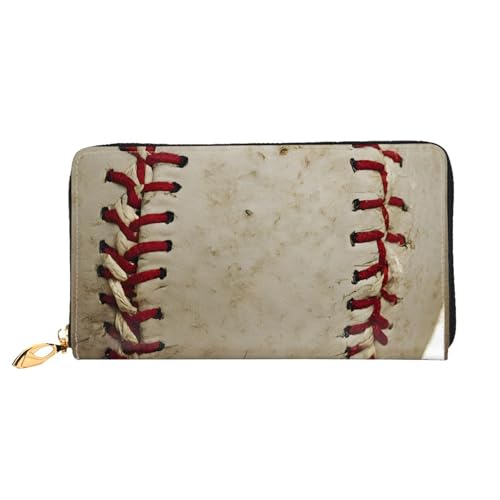 NPOREJKNGF Stylische Baseball-Geldbörse aus Leder für modisch bedruckte Geldbörse mit mehreren Kartenfächern, Münzfach mit Reißverschluss und Ausweisfenster, Schwarz , Einheitsgröße von NPOREJKNGF