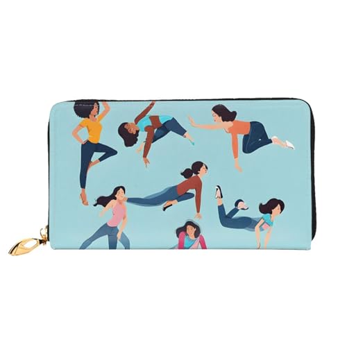 NPOREJKNGF Stylische Geldbörse aus Leder für modische bedruckte Geldbörse mit mehreren Kartenfächern, Münzfach mit Reißverschluss und Ausweisfenster, Schwarz , Einheitsgröße von NPOREJKNGF