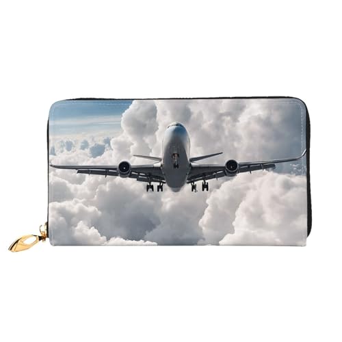 NPOREJKNGF Stylische Geldbörse aus Leder für modische bedruckte Geldbörse mit mehreren Kartenfächern, Münzfach mit Reißverschluss und Ausweisfenster, Schwarz , Einheitsgröße von NPOREJKNGF