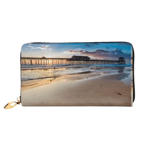 NPOREJKNGF Sunset Stilvolle Ledergeldbörse für modisch bedruckte Geldbörse mit mehreren Kartenfächern, Münzfach mit Reißverschluss und Ausweisfenster, Schwarz , Einheitsgröße von NPOREJKNGF