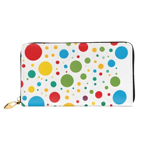 NPOREJKNGF Twister Polka Dots Stilvolle Ledergeldbörse für modisch bedruckte Geldbörse mit mehreren Kartenfächern, Münzfach mit Reißverschluss und Ausweisfenster, Geschenk, Schwarz , Einheitsgröße von NPOREJKNGF