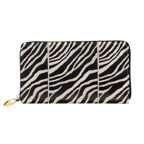 NPOREJKNGF Zebra Animal Stilvolle Ledergeldbörse für modisch bedruckte Geldbörse mit mehreren Kartenfächern, Münzfach mit Reißverschluss und Ausweisfenster, Schwarz , Einheitsgröße von NPOREJKNGF