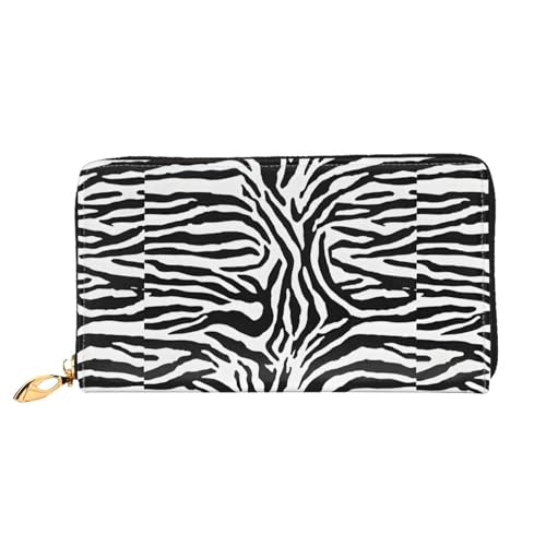 NPOREJKNGF Zebra Prints Stilvolle Ledergeldbörse für modisch bedruckte Geldbörse mit mehreren Kartenfächern, Münzfach mit Reißverschluss und Ausweisfenster, Schwarz , Einheitsgröße von NPOREJKNGF