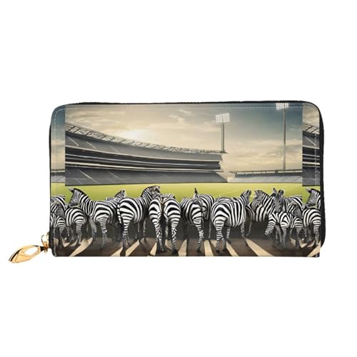 NPOREJKNGF Zebra Racetrack Stilvolle Ledergeldbörse für modisch bedruckte Geldbörse mit mehreren Kartenfächern, Münzfach mit Reißverschluss und Ausweisfenster, Geschenk, Schwarz , Einheitsgröße von NPOREJKNGF