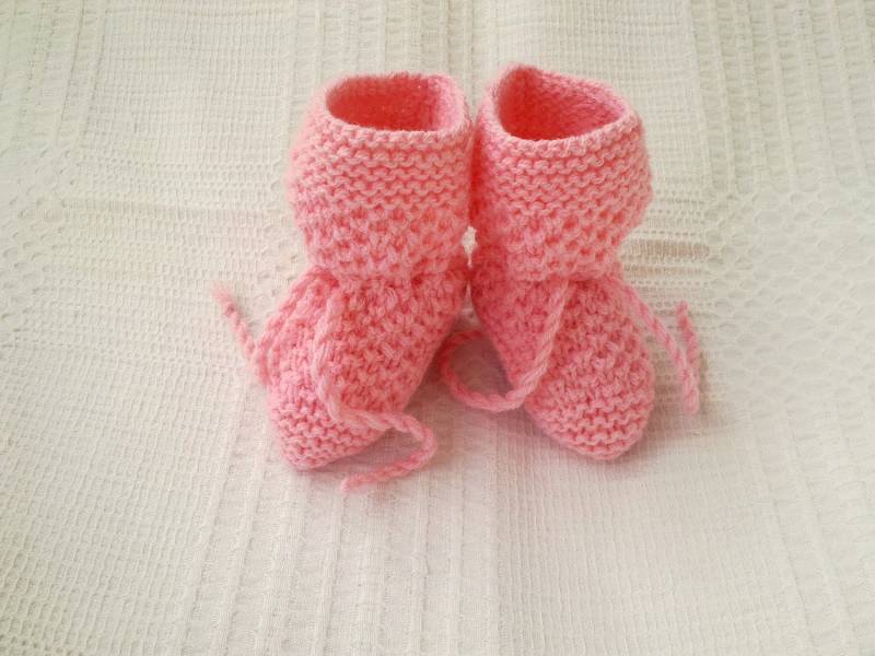 Gestrickte Baby Rosa Booties Socken Handgestrickte Hausschuhe Kleinkind Mädchen 6-12 Monate Babyschuhe von NPSunnyDay