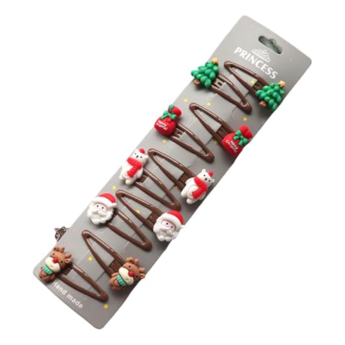 10 Stück/8 Stück Weihnachts-Haar-Accessoires für Mädchen, Haarspangen für den Urlaub, Weihnachtsmann, Rentier, Schneemann, Haarspangen für den Urlaub von NPXUAMTJ