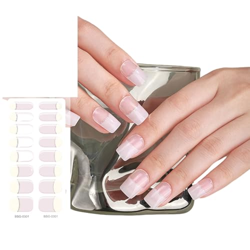 16 Stück Halbgehärtete Gel Nagelstreifen Für Frauen Gel Nagelaufkleber Langlebige Gel Nagelfolien Mit Weichem Glänzendem Gel Finish von NPXUAMTJ