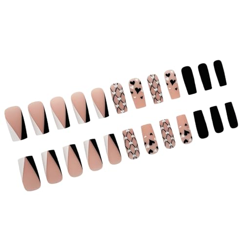 24 Stück Nägel Zum Aufdrücken Quadratisch Kleber Auf Den Nägeln Französische Kunstnägel Designs Falsche Nägel Künstliche Nägel Geschenke Für Frauen Und Mädchen von NPXUAMTJ