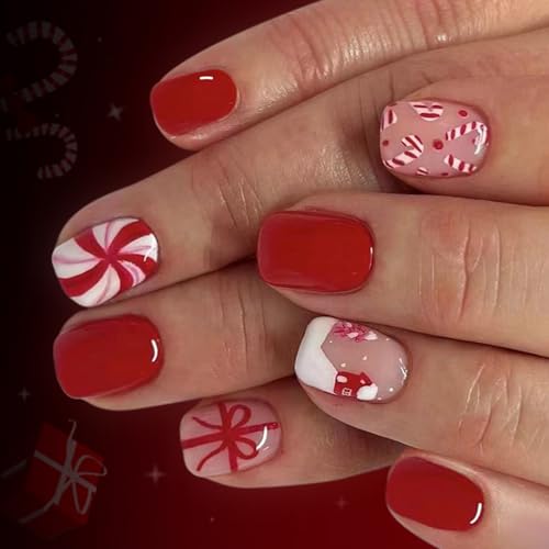 24pcs Holiday Glitter Nails Red Snowflake Candy Cane Designs Abs Press Auf Manicure Christmas Party Cane Fake Nagel 24pcs Holiday Glitter Nails Red Snowflake Candy Cane Designs Abs Press Auf Manicure Christmas Party Cane Fake Nagel von NPXUAMTJ
