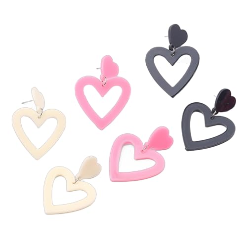 3 Paare Praktische Robuste Acrylherz Und Tränenohrringe Tragbare Schmuck Geschenke Für Schwester Oder Freund Einzigartige Designs Ohrringe von NPXUAMTJ