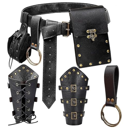 5pcs Retro Punk Taille Pack Set Cosplay Accessoires Gürtbeutel Multi Funktionale Taillenveranstalter Für Reisen Mittelalterlich Steampunk Telefonbeutelgürtel Set von NPXUAMTJ