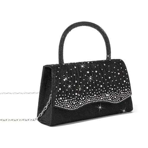 Anspruchsvolle Damen Abendtasche Mit Glitzernder Strassverzierung Plissierte Handtasche Umhängetasche Für Brautjungfern von NPXUAMTJ