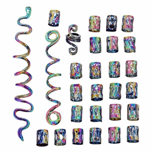 Bunte Dreadlock Perlen Haarperlen Losen Spulen Haarschmuck Für Halloween Geflecht Clip Haarringe Haare Clip Geflecht Ringe von NPXUAMTJ