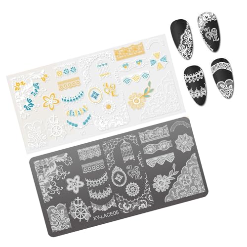 Französische Spitze Nägel Briefmarken Stempel Stempelstempelplatten Blumen Nägel Stempelvorlagen Nägel Kunstschablonen Für Frau Französische Spitze Nägel Briefmarken Stempel Stempelstempelplatten Blumen Nägel Stempelvorlagen Nägel Kunstschablonen Für Frau von NPXUAMTJ