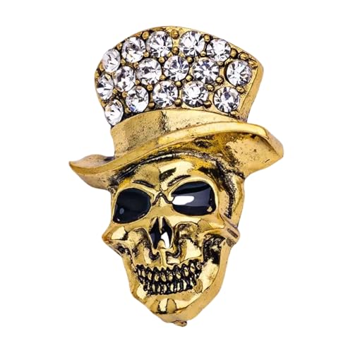 Gothic Strass Totenkopf Brosche Vintage Legierung Zubehör mit Glitzer für lässige oder formelle Kleidung Gothic Snake Skull Revers Pin, Einheitsgröße, Wie beschrieben von NPXUAMTJ