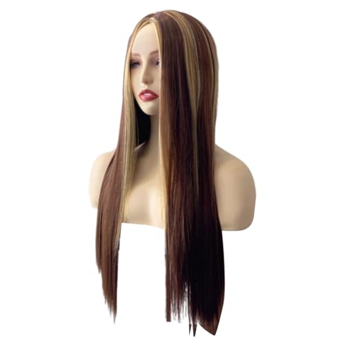 Gradienten Blonde Mittlere Abschiedssynthetische Perücken Hochtemperaturfasern Gerade Haarstück Für Frauen Verschiedene Anlässe Straße von NPXUAMTJ