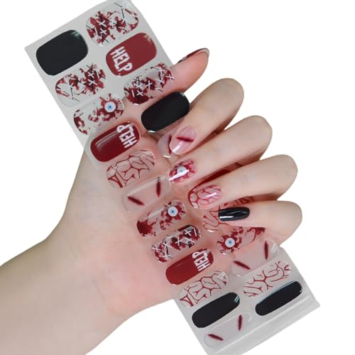 Halbgehärtete Gelnägel, Aufkleber, leuchtet im Dunkeln, Nagellackstreifen, Halloween-Nagelstreifen, Kunstdekoration von NPXUAMTJ