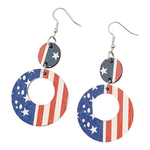Hoop Ohrringe Mit Sternmuster Outdoor Accessoires Stilvolle Dangle Ohrringe Holz Textur Für Einen Festival Look Unabhängigkeitstag Schmuck von NPXUAMTJ