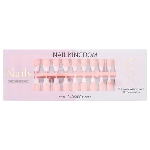 Künstliche Nägel mit französischer Spitze, lang, zum Aufdrücken, vollständige Aufkleben, kurze Kunstnägel, für Damen, 240 Stück von NPXUAMTJ