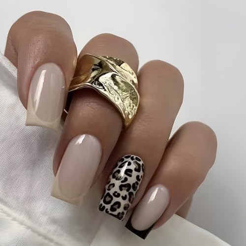 Kurze Quadratische Künstliche Nägel Mit Leopardenmuster Nagelkunst Maniküre Dekoration Für Modische Frauen Einfach Anzuwenden von NPXUAMTJ