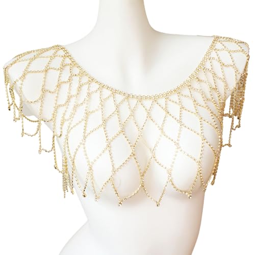 Luxus Strasssteine Offene Schulterkette Ausgehöhlten Schulterwickel Für Frauen Abendparty Und Musikfestival Openwork Mesh Schmuck Schmuck von NPXUAMTJ