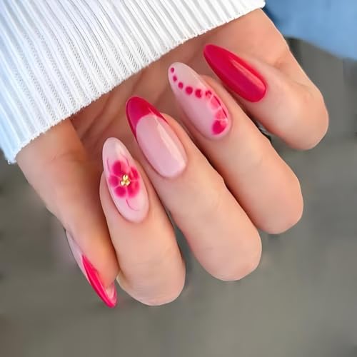 Mandel-Nägel zum Aufdrücken, Kunstnägel, glänzend, Acryl, zum Aufkleben, für Damen, 24 Stück, 12 Größen, zum Aufkleben auf Nägel von NPXUAMTJ