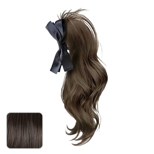 Mode Hohe Pferdeschwanzhaarstück Mit Bowknot Clip Für Frauen Die Alle Passende Hochtemperaturfaser Haarverlängerung Klauen Clip Perücken Haare von NPXUAMTJ