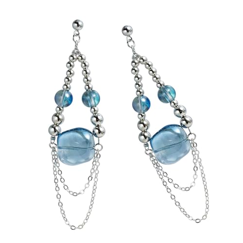 Mode Kettenohrringe Mit Tröpfchendesign Leichte Dangle Ohrringe Mit Einzigartigen Quastenketten Accessoire Blue von NPXUAMTJ