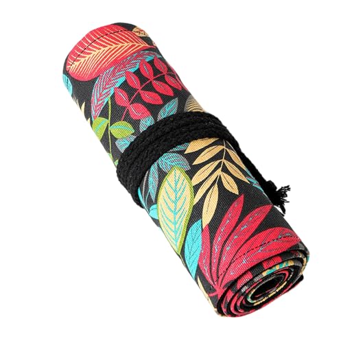 NPXUAMTJ 12/24/36/48/72 Löcher Pencil Wrap Organizer Blätter Druck Bleistifthalter Leinwand Stift Rolling Pencil Case Schulbedarf, 48 Löcher von NPXUAMTJ