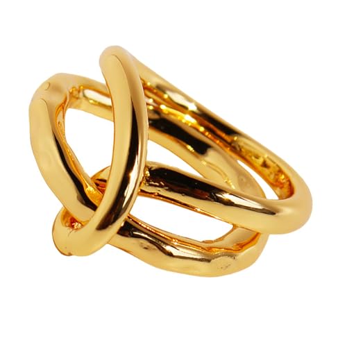 NPXUAMTJ Abstract Hollow Rings Statement Ringe Mit Doppellinienstruktur Messingtextur Für Einzigartige Stile Und Modische Elemente Trendy Statement von NPXUAMTJ