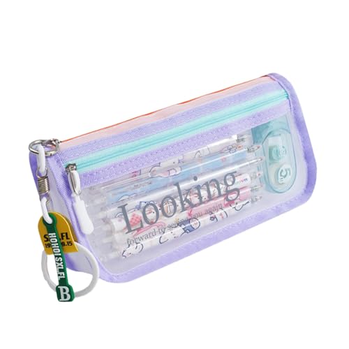 NPXUAMTJ Bleistift Mit Hoher Kapazität Bleistift 2 Fachstifte Beutel Klare Stiftbeutel Tragbarer Stift Organizer Reise Make Up Beutel Leinwand Bleistiftbeutel. von NPXUAMTJ