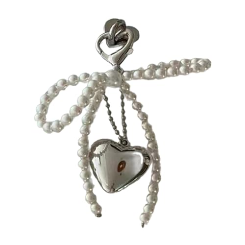 NPXUAMTJ Bowknot Heart Phone Charme Abnehmbare Perlen Perlen Telefon Lanyard Stylish Bowknot Keychain Rucksackkamera Ornament von NPXUAMTJ