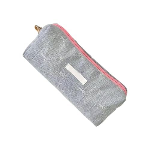NPXUAMTJ Bowknot Stiftbeutel Mit Hoher Kapazität Jeans Bleistift Hülle Stift Organizer Reise Kosmetische Aufbewahrung Für Schüler Frauen Mädchen Pastell Süßigkeiten Farbstiftbeutel von NPXUAMTJ